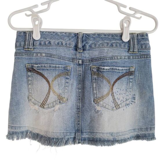Vintage Havana Distressed Frayed Hem Denim‎ Mini Skirt Blue Medium - Picture 2 of 12
